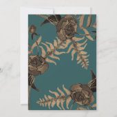 ティール(緑がかった色)テラコッタウォーターカラーフローラ秋の結婚式 招待状 (裏面)