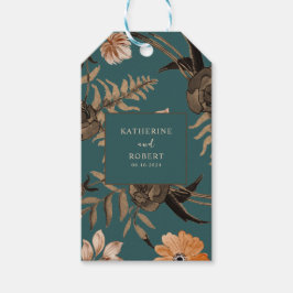 ティール(緑がかった色)テラコッタ秋の結婚式賛成 ギフトタグ