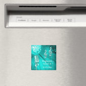 ティール(緑がかった色)ディスコボールとレトロマイクSweet 16 マグネット (インサイチュ (食洗機))