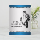 ティール（緑がかった色）ディババースデーパーティーの招待 招待状 (スタンド正面)