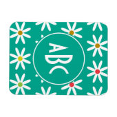 ティール(緑がかった色)デイジードットモノグラム マグネット (横)
