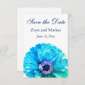 ティール(緑がかった色)デイジー – 日付の保存 セーブザデート (正面/裏面)