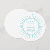 ティール（緑がかった色）デコレトロ保存日付招待状 招待状 (正面/裏面)