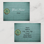 ティール(緑がかった色)デザイナー名刺 名刺 (正面/裏面)