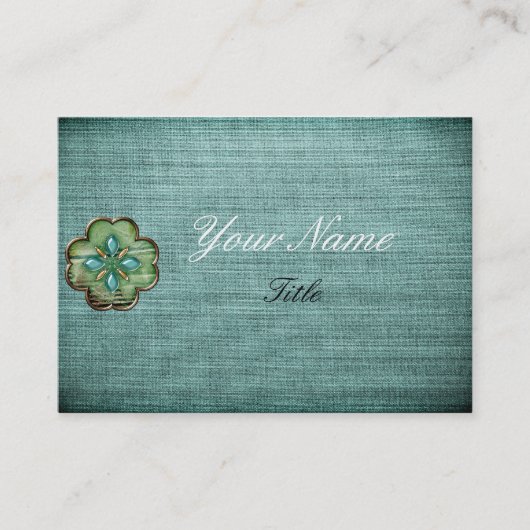 ティール(緑がかった色)デザイナー名刺 名刺 (正面)