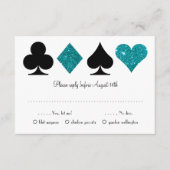 ティール(緑がかった色)デスティニーベガスウェディングRSVPと食事の選択 エンクロージャーカード (正面)