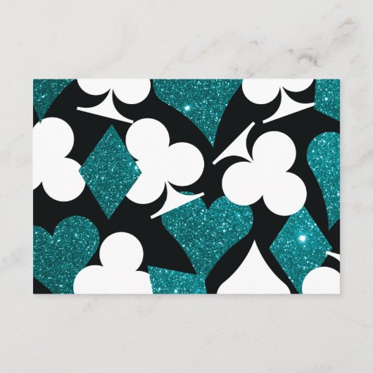 ティール(緑がかった色)デスティニーベガスウェディングRSVPと食事の選択 エンクロージャーカード (裏面)