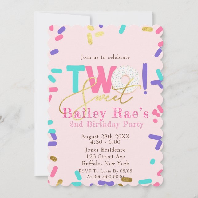 ティール（緑がかった色）デニムドーナツ&スプリンクル2nd誕生日パーティー (正面)