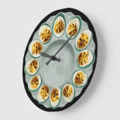ティール（緑がかった色）デビルエッグヴィンテージディッシュキッチンデコール ラージ壁時計 (傾斜)