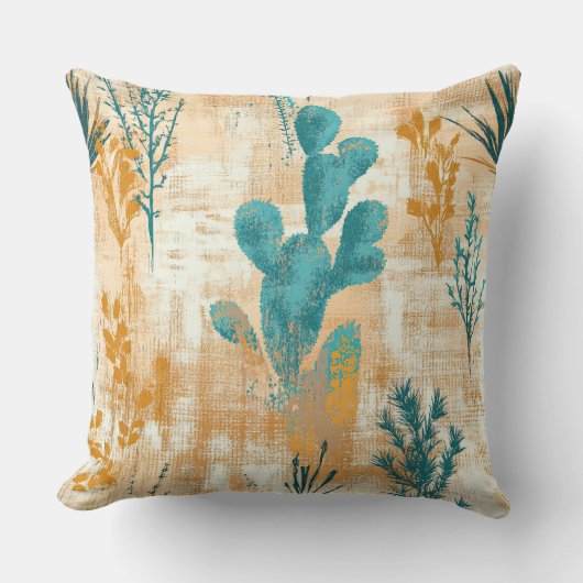 ティール(緑がかった色)トゥープファームハ素朴ウスデザートカボス クッション (正面)