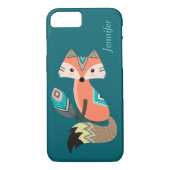 ティール（緑がかった色）トバルキツネと羽毛 Case-Mate iPhoneケース (裏面)