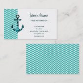 ティール(緑がかった色)&トルクアイズシェブロン航海のいかり 名刺 (正面/裏面)