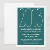 ティール（緑がかった色）トレンディー2013卒業招待状 招待状 (正面/裏面)