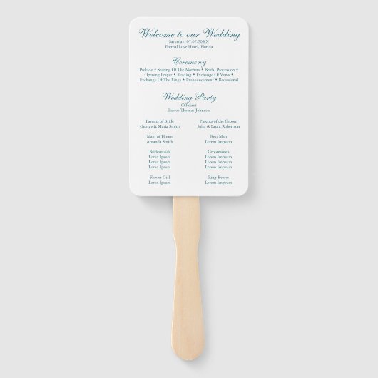 ティール（緑がかった色）トロピカルフラワーズピーコック結婚式 プログラム ハンドファン (裏面)