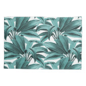 ティール(緑がかった色)トロピカルヤシ 枕カバー (裏面-左)