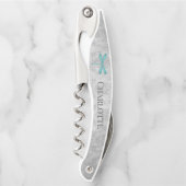 ティール(緑がかった色)トンフライダマスクコルクねじ ソムリエナイフ (正面)