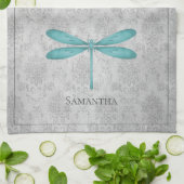 ティール(緑がかった色)トンフライダマスク キッチンタオル (折り畳み)