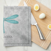 ティール(緑がかった色)トンフライダマスク キッチンタオル (四つ折り)