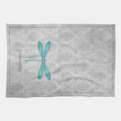 ティール(緑がかった色)トンフライダマスク キッチンタオル (横)