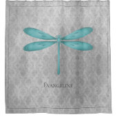 ティール（緑がかった色）トンフライダマスク シャワーカーテン (正面)