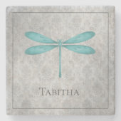 ティール（緑がかった色）トンフライダマスク ストーンコースター (正面)