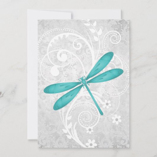 ティール(緑がかった色)トンフライブライダルシャワー招待状 招待状 (裏面)