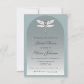 ティール(緑がかった色)トンフライブライダルシャワー 招待状 (正面)