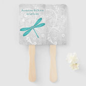 ティール(緑がかった色)トンフライ結婚式の引き出物ハンドファン ハンドファン (正面&裏面)