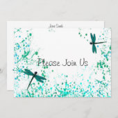 ティール（緑がかった色）トンフライ結婚式招待状 招待状 (正面/裏面)