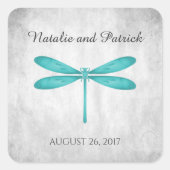 ティール（緑がかった色）トンフライ結婚式用シール スクエアシール (正面)