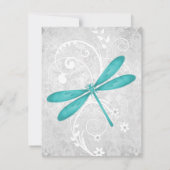 ティール(緑がかった色)トンフライ結婚式RSVPカード 出欠カード (裏面)