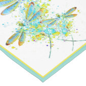 ティール(緑がかった色)トンフライ(ばちゃばちゃ)跳ねるショートテーブルランナー ショートテーブルランナー (コーナー)