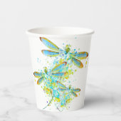 ティール（緑がかった色）トンフライ（ばちゃばちゃ）跳ねる紙カップ 紙コップ (正面)