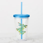 ティール（緑がかった色）トンフライ（ばちゃばちゃ）跳ねる アクリルタンブラー (正面)