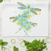 ティール(緑がかった色)トンフライ(ばちゃばちゃ)跳ねる キッチンタオル (折り畳み)