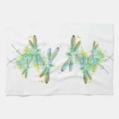 ティール(緑がかった色)トンフライ(ばちゃばちゃ)跳ねる キッチンタオル (横)