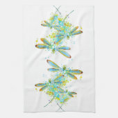 ティール(緑がかった色)トンフライ(ばちゃばちゃ)跳ねる キッチンタオル (縦)