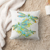 ティール(緑がかった色)トンフライ(ばちゃばちゃ)跳ねる クッション (ブランケット)