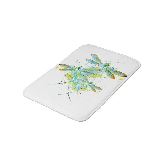 ティール（緑がかった色）トンフライ（ばちゃばちゃ）跳ねる バスマット (アングル)