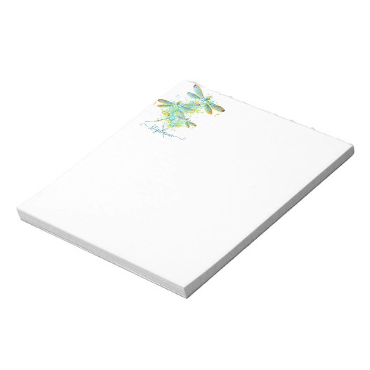 ティール(緑がかった色)トンフライ(ばちゃばちゃ)跳ねる パーソナライズされた ノートパッド (回転)