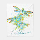 ティール(緑がかった色)トンフライ(ばちゃばちゃ)跳ねる パーソナライズされた フリースブランケット (正面)