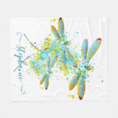 ティール(緑がかった色)トンフライ(ばちゃばちゃ)跳ねる パーソナライズされた フリースブランケット (正面(横))