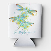 ティール（緑がかった色）トンフライ（ばちゃばちゃ）跳ねる パーソナライズされた 缶クーラー (正面)