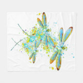 ティール(緑がかった色)トンフライ(ばちゃばちゃ)跳ねる フリースブランケット (正面(横))