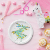 ティール（緑がかった色）トンフライ（ばちゃばちゃ）跳ねる ペーパープレート (パーティー)