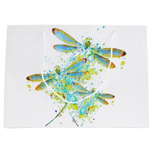 ティール（緑がかった色）トンフライ（ばちゃばちゃ）跳ねる ラージペーパーバッグ (正面)