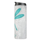 ティール(緑がかった色)トンボパーソナライズされたイ熱タンブラー タンブラー (回転右)