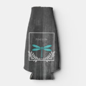 ティール（緑がかった色）トンボ素朴イパーソナライズされたボトルクール ボトルクーラー (正面)