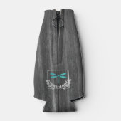 ティール（緑がかった色）トンボ素朴イパーソナライズされたボトルクール ボトルクーラー (裏面)