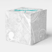 ティール（緑がかった色）トンボ結婚式の引き出物箱 フェイバーボックス (正面サイド)